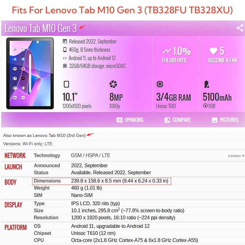 For Lenovo Tab M10 3rd Gen 10. – Tablet Cover Accessories Bewertung und Preis