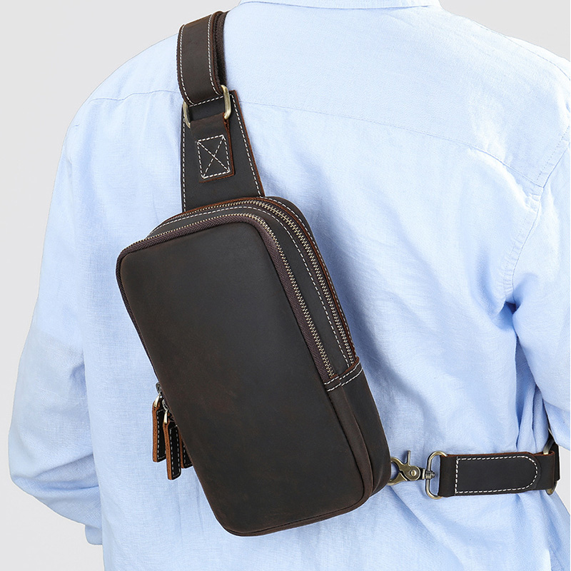 Genuine Leather Men's Chest Ba – Tablet Shoulder Bag Bewertung und Preis
